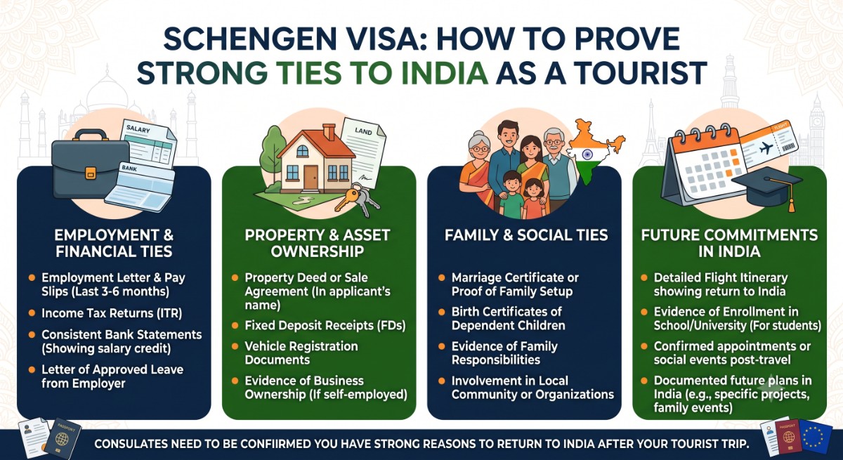 Schengen Visa How to Prove Strong Ties to India as a Tourist craete a image