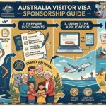 Australia visitors visa sponsorship guide showing Australian landmarks and family travel.
