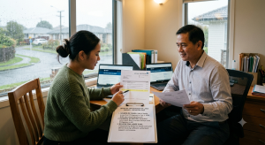 New Zealand visitor visa bank statement with financial documents explaining large deposits.