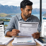 New Zealand visitor visa sponsorship guide showing a traveller, sponsor documents and proof of funds.